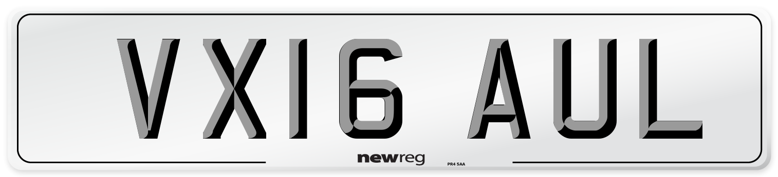 VX16 AUL Number Plate from New Reg